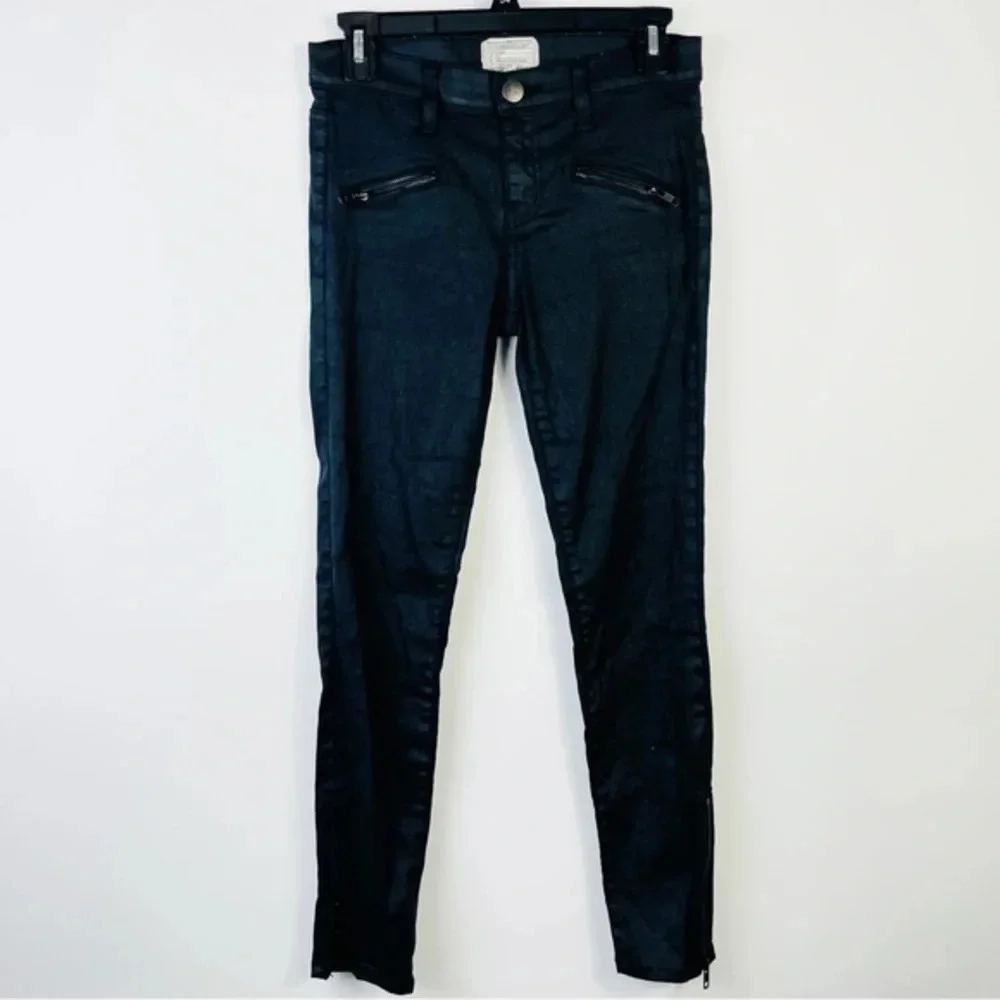 Current/Elliott Black Coated The Soho‎ Zip Stiletto Skinny Jeans Size 26